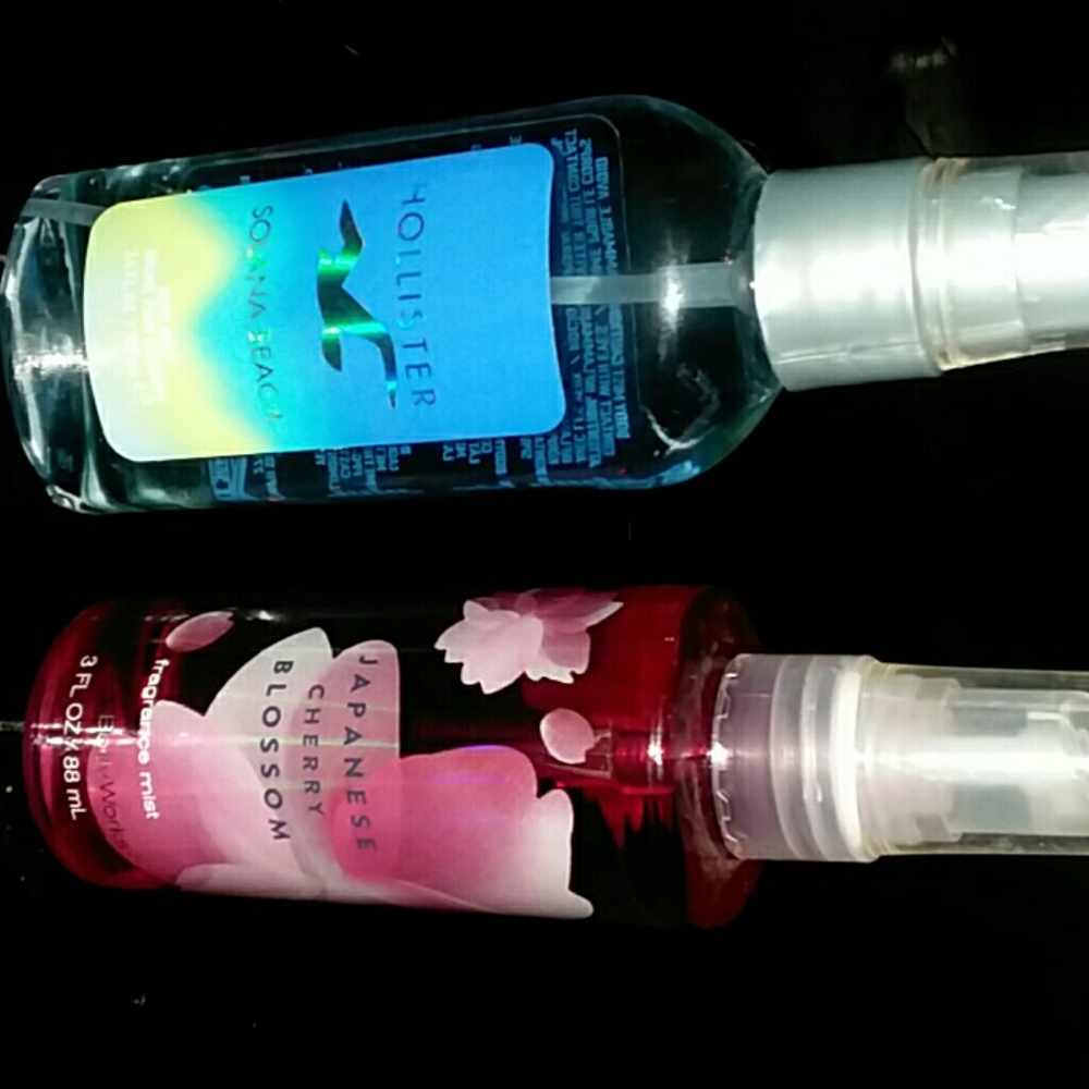 Travel size perfumes from Hollister and Bath and B
